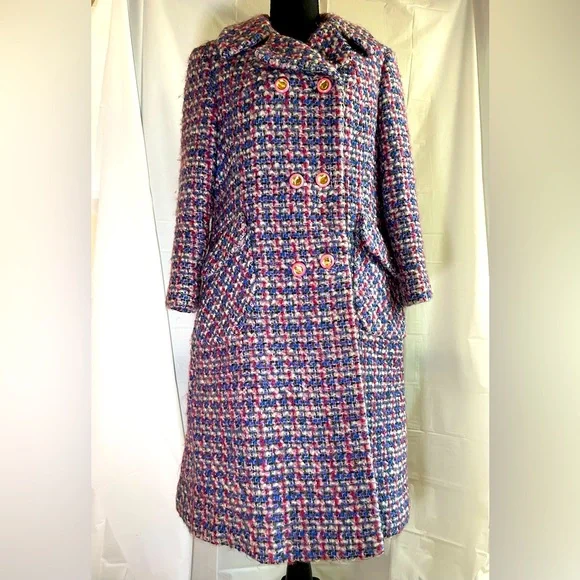 Lord & Taylor of England True Vintage 1960s Mod Wool Tweed Peacoat - Picture 1 of 6